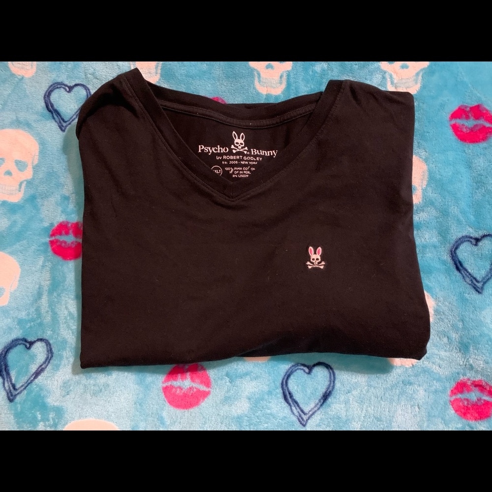 Black V neck psycho bunny Mens tshirt